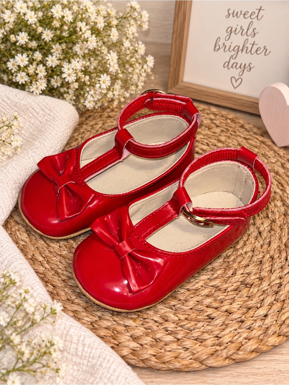 Girls Red Patent Bow Mary Jane Shoes
